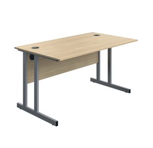 5 Star Modara Twin Upright Desk 1400x800x730mm Oak/Silver KF800253