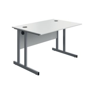 5 Star Modara Twin Upright Desk 1200x800x730mm White/Silver KF800273