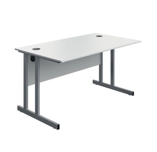 5 Star Modara Twin Upright Desk 1400x800x730mm White/Silver KF800274