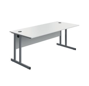 5 Star Modara Twin Upright Desk 1800x800x730mm White/Silver KF800276