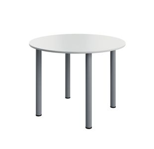 5 Star Modara Round Pole Leg Meeting Table 1000x730mm White KF800279
