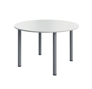 5 Star Modara Round Pole Leg Meeting Table 1200x730mm White KF800280
