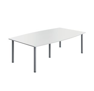 5 Star Modara Barrel Shaped Boardroom Table 2400x730mm White KF800286