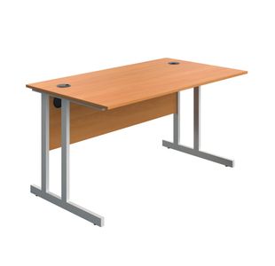 5 Star Modara Twin Upright Desk 1400x800x730mm Beech/White KF800298