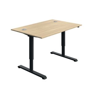 5 Star Modara SM Sit/Stand Height Adj Desk 1200x800 Oak/Blk KF800318
