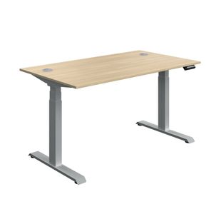 5 Star Modara DM Sit/Stand Height Adj Desk 1400x800 Oak/Slv KF800342