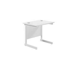 Jemini Single Rectangular Desk 800x600x730mm White/White KF800379