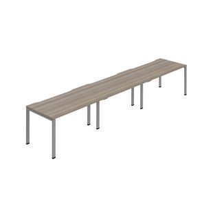 Jemini Three Person Bench Desk 1200x800 Grey Oak/Slv Set of 3 KF800390