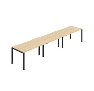 Jemini Three Person Bench Desk 1200x800 Nova Oak/Blk Set of 3 KF800393