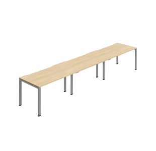 Jemini Three Person Bench Desk 1200x800 Nova Oak/Slv Set of 3 KF800394