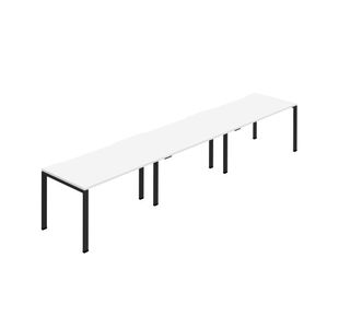 Jemini Three Person Bench Desk 1200x800 White/Black Set of 3 KF800396