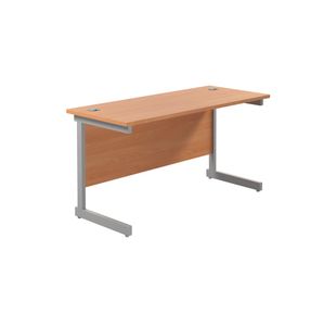 Jemini Single Rectangular Desk 1200x600x730mm Beech/Silver KF800406