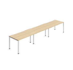 Jemini Three Person Bench Desk 1400x800mm Nova Oak/White (Set of 3) KF800411