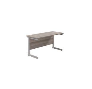 Jemini Single Rectangular Desk 1200x600x730mm Grey Oak/Silver KF800412