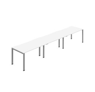 Jemini Three Person Bench Desk 1400x800mm White/Silver (Set of 3) KF800414