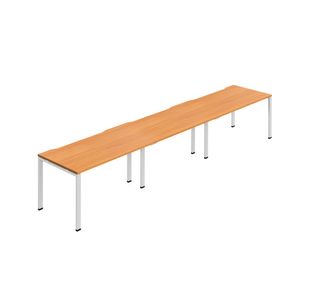 Jemini Three Person Bench Desk 1600x800mm Beech/White (Set of 3) KF800418