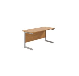 Jemini Single Rectangular Desk 1200x600x730mm Nova Oak/Silver KF800428