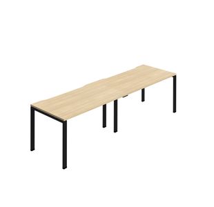 Jemini Two Person Bench Desk 1200x800mm Nova Oak/Black (Set of 2) KF800442