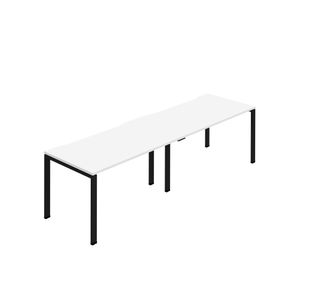 Jemini Two Person Bench Desk 1200x800mm White/Black (Set of 2) KF800445