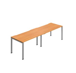 Jemini Two Person Bench Desk 1400x800mm Beech/Silver (Set of 2) KF800450