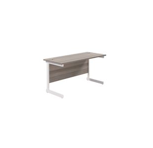 Jemini Single Rectangular Desk 1200x600x730mm Grey Oak/White KF800475