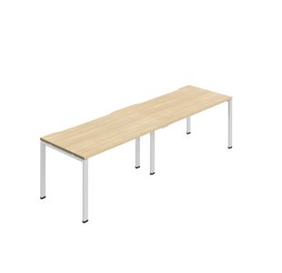 Jemini Two Person Bench Desk 1600x800mm Nova Oak/White (Set of 2) KF800478