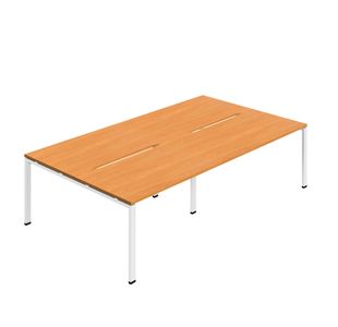 Jemini Four Person Back-to-Back Bench Desk Beech/White KF800485
