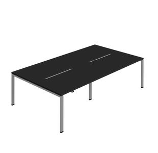 Jemini Four Person Back-to-Back Bench Desk Black/Silver KF800487