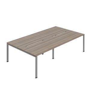 Jemini Four Person Back-to-Back Bench Desk Grey Oak/Silver KF800490