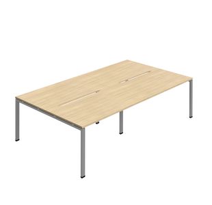 Jemini Four Person Back-to-Back Bench Desk Nova Oak/Silver KF800493
