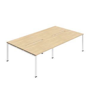 Jemini Four Person Back-to-Back Bench Desk Nova Oak/White KF800494