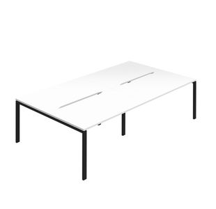 Jemini Four Person Back-to-Back Bench Desk White/Black KF800495