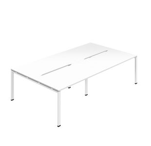Jemini Four Person Back-to-Back Bench Desk White/White KF800498