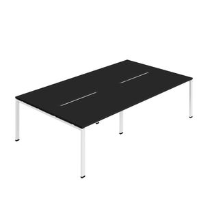 Jemini Four Person Back-to-Back Bench Desk Black/White KF800505