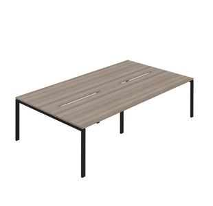 Jemini Four Person Back-to-Back Bench Desk Grey Oak/Black KF800522