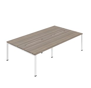 Jemini Four Person Back-to-Back Bench Desk Grey Oak/White KF800525