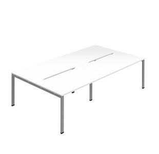 Jemini Four Person Back-to-Back Bench Desk White/Silver KF800530