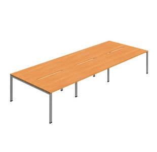 Jemini Six Person Back-to-Back Bench Desk Beech/Silver KF800533