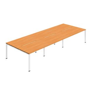 Jemini Six Person Back-to-Back Bench Desk Beech/White KF800534