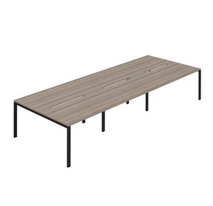Jemini Six Person Back-to-Back Bench Desk Grey Oak/Black KF800539