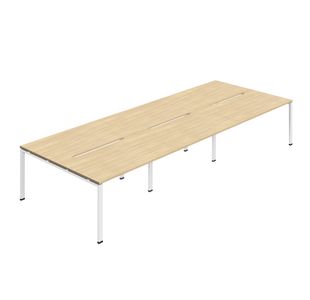 Jemini Six Person Back-to-Back Bench Desk Nova Oak/White KF800545