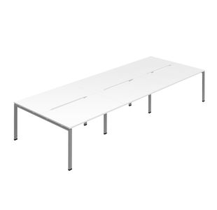 Jemini Six Person Back-to-Back Bench Desk White/Silver KF800547