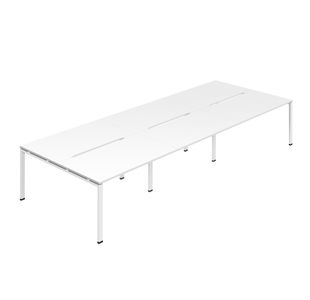 Jemini Six Person Back-to-Back Bench Desk White/White KF800548