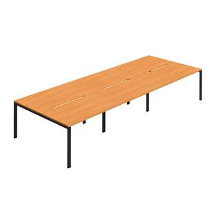 Jemini Six Person Back-to-Back Bench Desk Beech/Black KF800549