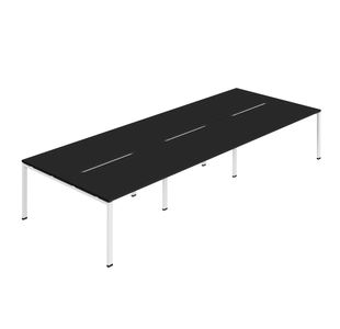Jemini Six Person Back-to-Back Bench Desk Black/White KF800554