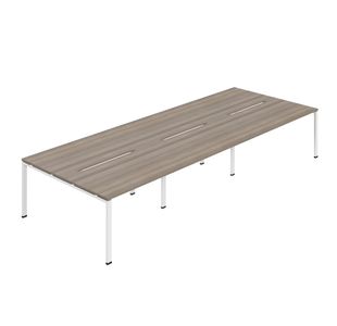 Jemini Six Person Back-to-Back Bench Desk Grey Oak/White KF800557