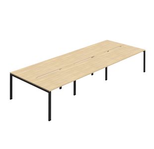 Jemini Six Person Back-to-Back Bench Desk Nova Oak/Black KF800558