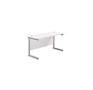 Jemini Single Rectangular Desk 1400x600x730mm White/Silver KF800559