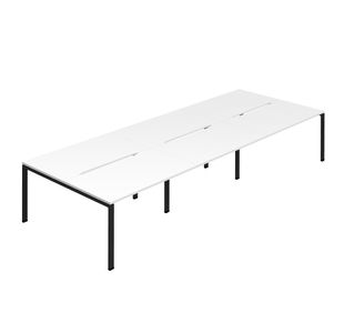 Jemini Six Person Back-to-Back Bench Desk White/Black KF800562