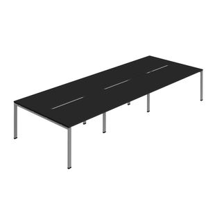 Jemini Six Person Back-to-Back Bench Desk Black/Silver KF800570